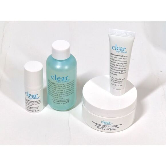 Philosophy Clear Days Ahead Skincare Treatment Blemish Prone 4pc Travel Set NIB - Picture 2 of 3